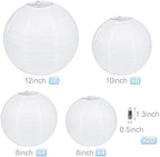 LIHAO 20PCS White Paper Lanterns with Lights, Round Hanging - Image 2