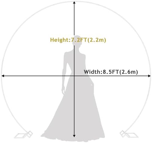 Asee'm Round Backdrop Stand 8.5FT White Wedding Arch Metal Circle Balloon - Image 2