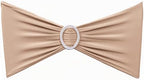 Spandex Nude Chair Sashes 100 Pack Wedding Chair Bows Bands Silver Buckles by SINSSOWL