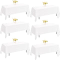 6 Pack Rectangle White Table Cloth Bulk Washable Polyester Table Cover for Wedding Dining Table Buffet Parties Banquet Decoration（60x102Inch, White） by JALANCY