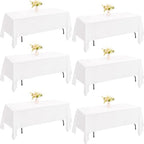 6 Pack Rectangle White Table Cloth Bulk Washable Polyester Table Cover for Wedding Dining Table Buffet Parties Banquet Decoration（60x102Inch, White） by JALANCY