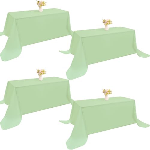 4 Pack Rectangle Tablecloth 90x132Inch Sage Green Washable Polyester Table Cover for Wedding Dining Table Buffet Parties Banquet Decoration by JALANCY