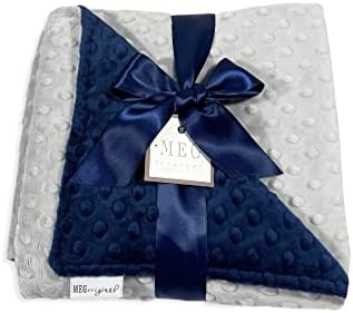 MEG Original Navy Blue & Silver Gray Minky Dot Baby Blanket 601 by MEGOriginal%C2%AE