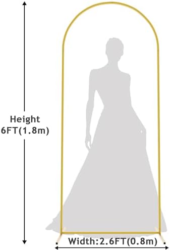 Asee'm 6FT Gold Metal Arch Backdrop Stand Wedding Balloon Background - Image 2