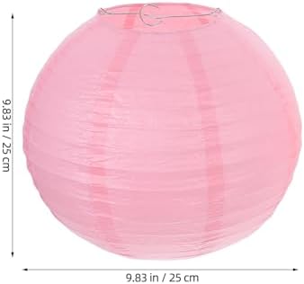 12pcs Pink Round Paper Lanterns - Hanging Decorative Lanterns for Valentine Day - Party Lamp Decoration for Day Wedding Birthday Baby Bridal Shower - Image 2