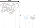 Beistle It’s A Boy Dessert Display Bundle – Silver Metallic Cupcake Stand, 2-Tier Cake Stands & Glitter “It’s A Boy” Cake Topper with Heart Picks, Baby Shower & Reveal Party Supplies for Food Tables - Image 5