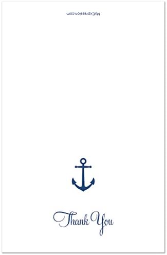 MyExpression.com 50 Cnt Simple Navy Anchor Nautical Thank You Cards - Image 2