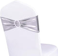 Pack of 100 Metallic Silver Chair Sashes Bows, Chair Bands Silver Buckle by WENSINL