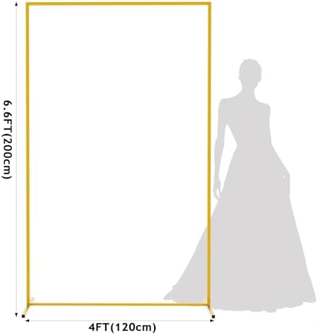 Asee'm 6.6FTx4FT Gold Wedding Arch Backdrop Stand Square Metal - Image 2