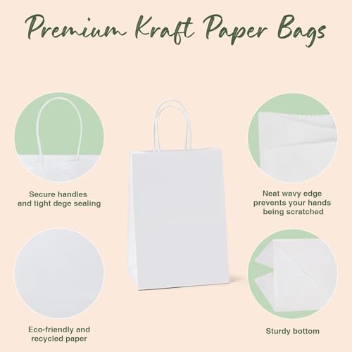 GSSUSA White Gift Bags 5.25x3.75x8 600Pcs, Paper Bags with Handles Bulk for Small Business - Image 3