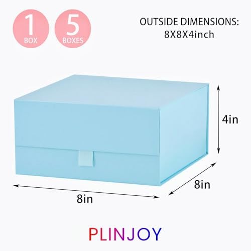 5 Pcs Blue Gift Box 8x8x4 Inches Small Gift Boxes for Presents with Magnetic Closure Lid Luxury Collapsible Gift Box Bridesmaid, Wedding, Birthday Boxs for Gift Packaging - Image 4