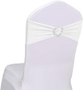 White Chair Sashes 60 Pack Spandex Sashes for Chairs Universal Chair Sashes Bands with Heart Buckle Slider for Wedding Banquet Party Decorations by Unknown