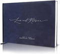 MUUJEE Personalized Guestbook in Navy - Premium Custom Modern Guest Book for Wedding Reception, Birthday Party or Events w/Bookmark Blank Pages for Signing 11.5 x 8.5 inches by MUUJEE