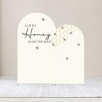 Set of 2 Arch Backdrop Cover A Little Honey is on The Way Baby Shower 2PCS Spandex Arch Stand Covers Bee Theme Birthday Party Decorations (6ft & 5ft,Cream) - Image 2