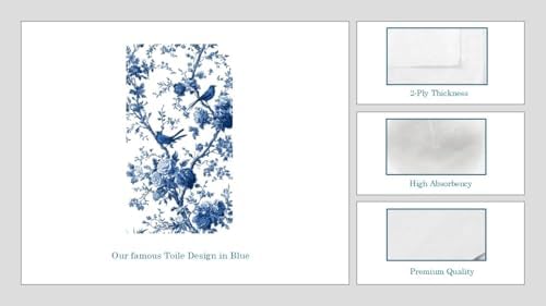 Cerise 100 pcs Blue Floral Napkins with Birds, Vintage Chinoiserie Disposable Cocktail Dessert Napkins for Decoupage, Baby Shower, Birthday, 100 Count (Blue) - Image 3