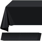 32 Pack Black Plastic Tablecloth for Rectangle Tables, Premium Decorative Black Disposable Table Cloths for Parties, Bulk Rectangle Party Table Cover for Birthday, Wedding, Anniversary, 54 x 108 Inch by RAGNHILD