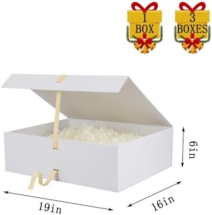 BoxSkivra White Extra Large Gift Box 19x16x6 Inch Jumbo Box, 3 Pack - Image 3