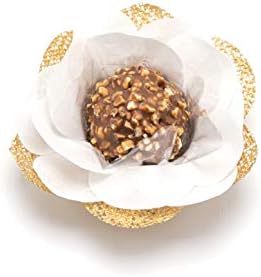 Fabric Handmade Truffle Cups | Truffle Liners | Truffle Wrappers | Fominhas | candy cups for chocolate | Forminhas de Brigadeiro | candy liners (White & gold) - Image 4