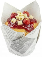 Restaurantware-Panificio 3.5 Ounce Baking Cups, 200 Tulip Cupcake Liners - Oven-Ready, Freezable, Black And White Paper Muffin Cases, Disposable, Newsprint, For Wedding Parties, Baby Showers by Restaurantware
