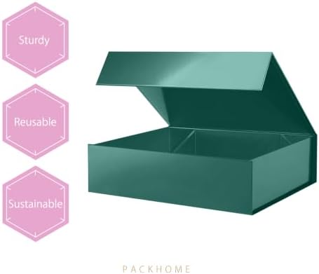 PACKHOME 6 Large Green Gift Boxes 13.5x10x3.5in Magnetic Lids for Shirt - Image 6
