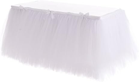 Table Skirt Wedding Baby Shower Birthday Bridal Shower Party White Tutu Table Skirt 9ft by HBBMAGIC