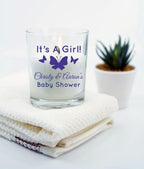 Personalized It's a Girl! Butterfly Baby Shower Favor votives, Favors for Guests in Bulk, Custom votives for Baby Showers, Diaper Parties, Gender Reveals, & More! - Image 2