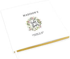 Andaz Press Personalized Baby Shower Guestbook with Gold Accents, Mauve Floral Foliage Wreath Custom, White Guest Sign in Registry 120 Pages 8.5 X 8.5 Memories Book for DIY, Scrapbook, Photo Album by AndazPress