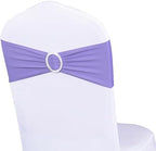 Pack of 50 Spandex Lavender Chair Sashes Bows, Chair Bands Silver Buckles - Image 2