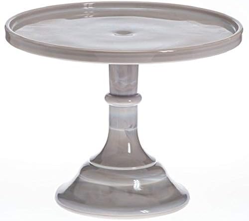 Cake Plate Pastry Tray/Cupcake Stand - Plain & Simple Pattern - American Made - Mosser Glass USA (9", Gray Marble) by Rosso+Glass