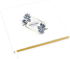 Andaz Press Personalized Wedding Guestbook with Gold Accents, Geometric Dusty Blue Leaves White Guest Sign in Guest Registry 120 Pages 8.5 X 8.5 Memories Book for DIY, Scrapbook, Photo Album by AndazPress