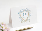 Fairmont & Grove Baby Shower Thank You Cards and Envelopes With Watercolor Crest and Monogram (Blue) - Image 2