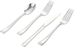 400 PCS Silver Plastic Silverware Set,Disposable Cutlery Set Heavy Duty Flatware for Party,Weddings-200 Silver Forks,100 Knives,100 Spoons by ISFANGCO