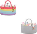 COMSE 2 Pack Baby Diaper Caddy Organizer, Diaper Basket, Baby Car Organizer, Diaper Change Organizer, Portable Tote Bag with Divider, Gift Baskets Empty, Cute Basket by COMSE