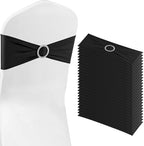 Black Chair Sashes 50 Pack Spandex Stretch Chair Band Sashes with Buckles for Folding Chairs Wedding Party Reception Baby Shower Events Banquet Decorations by Bringsparkletoeverydaylife