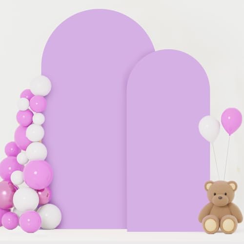 FOTSHARER 6FT 7.2FT Lavender Arch Cover Set of 2 Spandex Fitted Wedding Arch Covers Spandex Cover for Arch Backdrop Lilac Arch Cover Backdrop Fabric Chiara Arch Wall Cover for Round Top Arches Decor by FOTSHARER