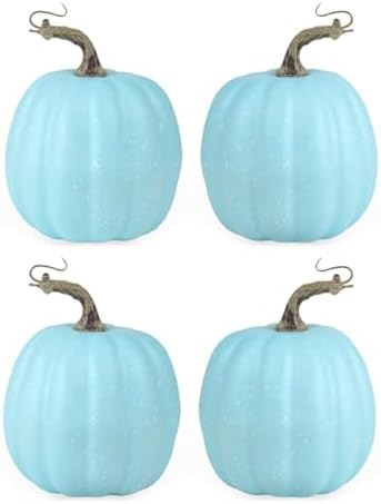 vensovo 6 Inch Light Blue Artificial Pumpkins, 4 Pack by vensovo