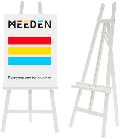 MEEDEN Art Easel Stand for Display: Adjustable Wooden Stands for Sign - A Frame Painting Easel for Canvas up to 60" for Artist Adults Drawing Picture Poster - White by MEEDEN