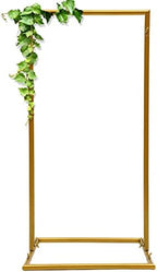 1.6*3.3FT Wedding Arch Stand for Ceremony Gold Square Modern Metal Balloon Arch Stand Kit Garden Floral Arch Frame Background for Anniversary Birthday Party Decoration Home Garden Outdoor Lawn Decor by AKaSping