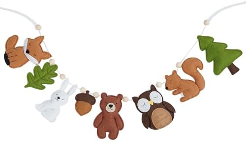 Handcrafted Woodland Felt Garland 48 Inches (4 Feet) - Woodland Nursery Wall Decor, Woodland Nursery Decor, Woodland Baby Shower or Woodland Party Decorations by MINIMALISTX