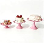 3 Pcs Pink Metal Cupcake Stand Scalloped Edge Dessert Display Tray - Image 7