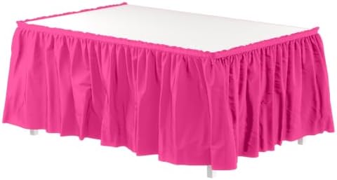 Exquisite Cerise Hot Pink Table Skirt 24 Pack - Disposable Plastic Table Skirts for Rectangle Tables 6ft 8ft & Round Tables - 29in x 14ft Self-Adhesive Strip - Birthday Wedding Gender Reveal Decor by Exquisite