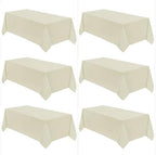 VidaFete 6 Pack 90 * 132inch Ivory Rectangle Tablecloth for 6ft Tables by VidaFete