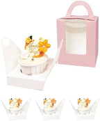 Bakepacker Auto-pop up Individual Cupcake Boxes With Window, Pink, 200 - Image 2