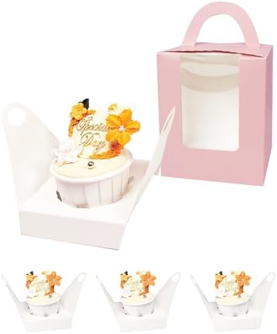 Bakepacker Auto-pop up Individual Cupcake Boxes With Window, Pink, 200 - Image 2