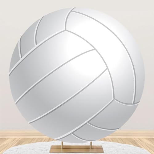 Renaiss 6x6ft White Volleyball Round Backdrop Cover Volleyball Club Circle Photography Background Outdoor Sports Themed Birthday Baby Shower Fans Event Athletes Party Decor Arch Photo Booth Props by Renaiss