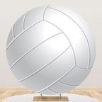Renaiss 7.2x7.2ft White Volleyball Round Backdrop Cover Volleyball Club Circle Photography Background Outdoor Sports Themed Birthday Baby Shower Fans Event Athletes Party Decor Arch Photo Booth Props by Renaiss