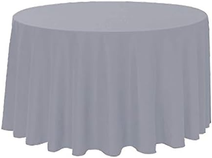 Polyester Round Tablecloth 120" Ideal for 60 inch round table (Gray) - Image 2