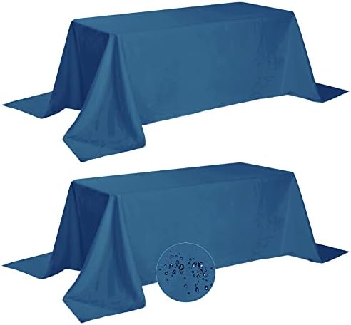 Fokitut 2 Pack Waterproof Rectangle Tablecloth, 90x156 Inch,Stain Resistant and Wrinkle Polyester Table Cloth, Fabric Table Cover for Kitchen Dining, Wedding, Party, Holiday Dinner-Mediterranean Blue by BalsaCircle
