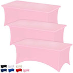 Fixwal 3 Pack 8FT Pink Birthday Tablecloth Spandex Fitted Table Cover by Fixwal