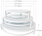 White 3Pcs Nesting Metal Cake Plate Stand Set 8" 10" 12" Dessert - Image 3